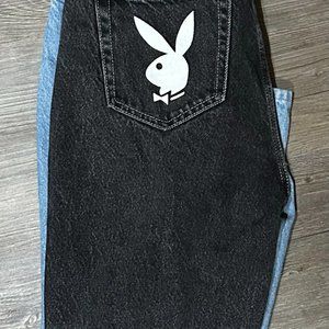 Playboy x Pacsun Two Tone Blue/Black High Waisted Jeans